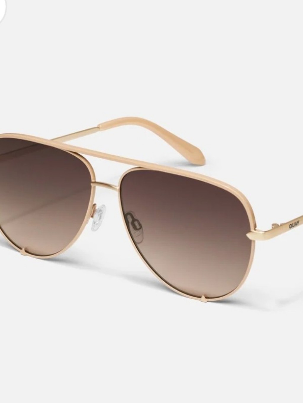 Quay Australia High Key Xlarge Aviator Sunglasses- Chamomile/Dark Fawn